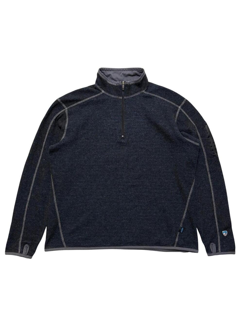 Kuhl Wool Blend Fleece Quarter Zip Pullover Sweatshirt Black XL